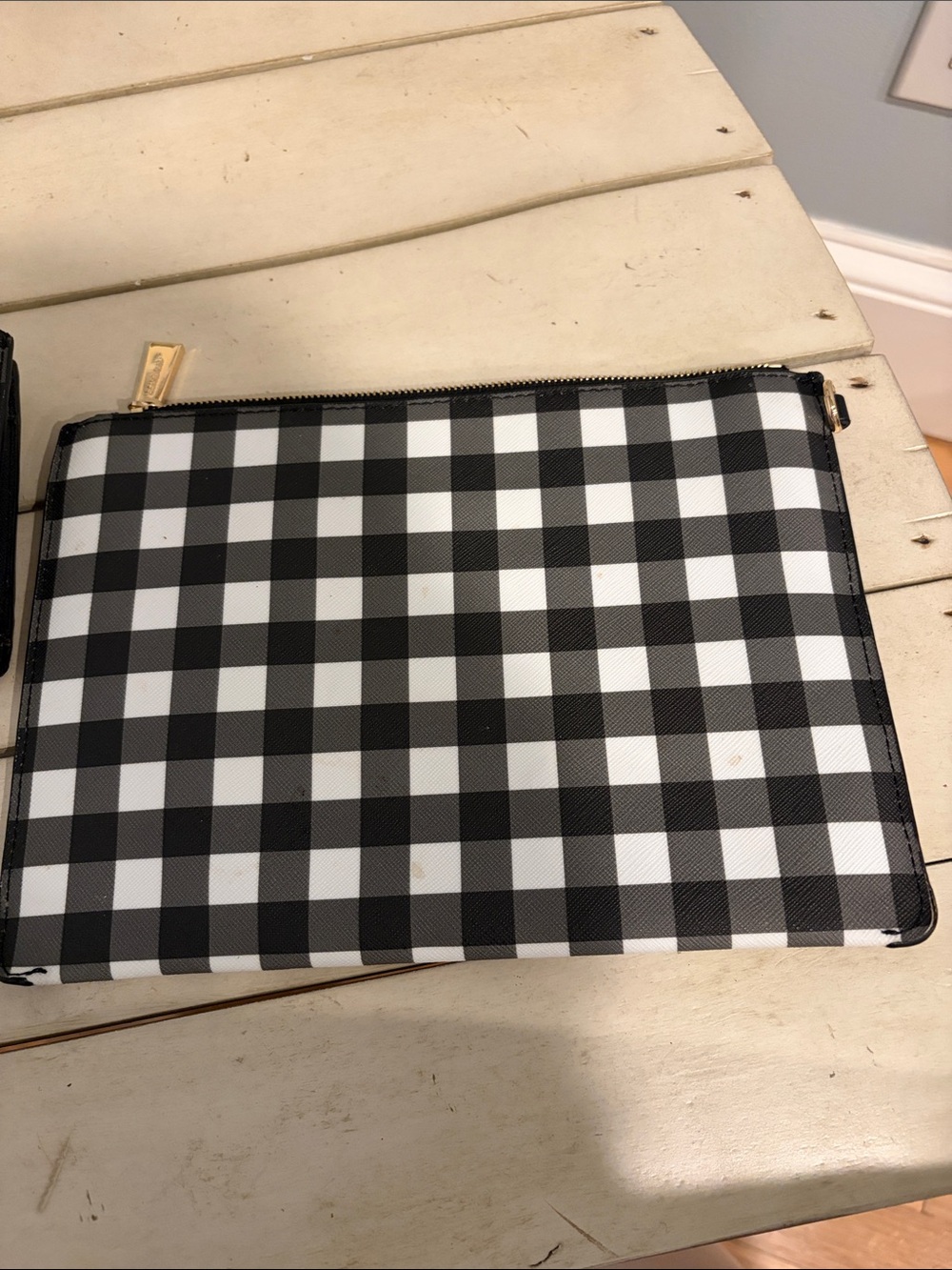 MICHAEL KORS Black & White Gingham Tote with Floral Charm, wallet and pouch set - Picture 8 of 13